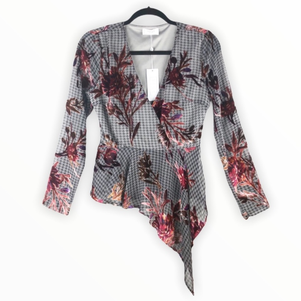 NWT Sage the Label Grey Asymmetrical Hem Blouse